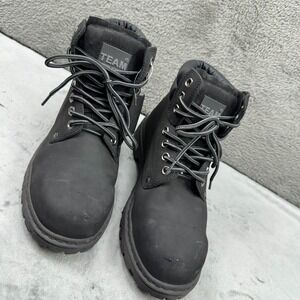 TEAM Work Boots Leather Black Lace Up Ankle Boots Women's Size 9